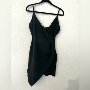 Black Faux Wrap LBD – Slimming Spaghetti Strap Mini Dress Size Large